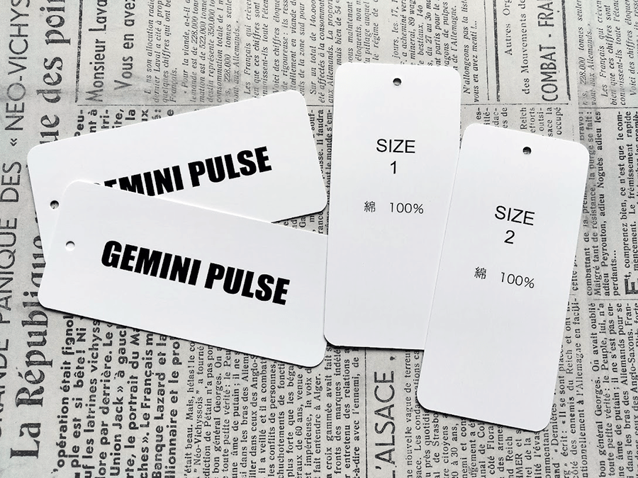 (SF-020)衣料品ブランド【GEMINI PULSE】様の吊り下げラベルの印刷