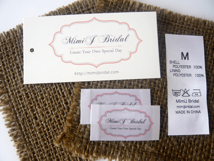 (SET-004)インポート・ブライダルショップ【MimiJ bridal】様 下げ札、プリントネーム、品質表示ネームのセットのオーダー